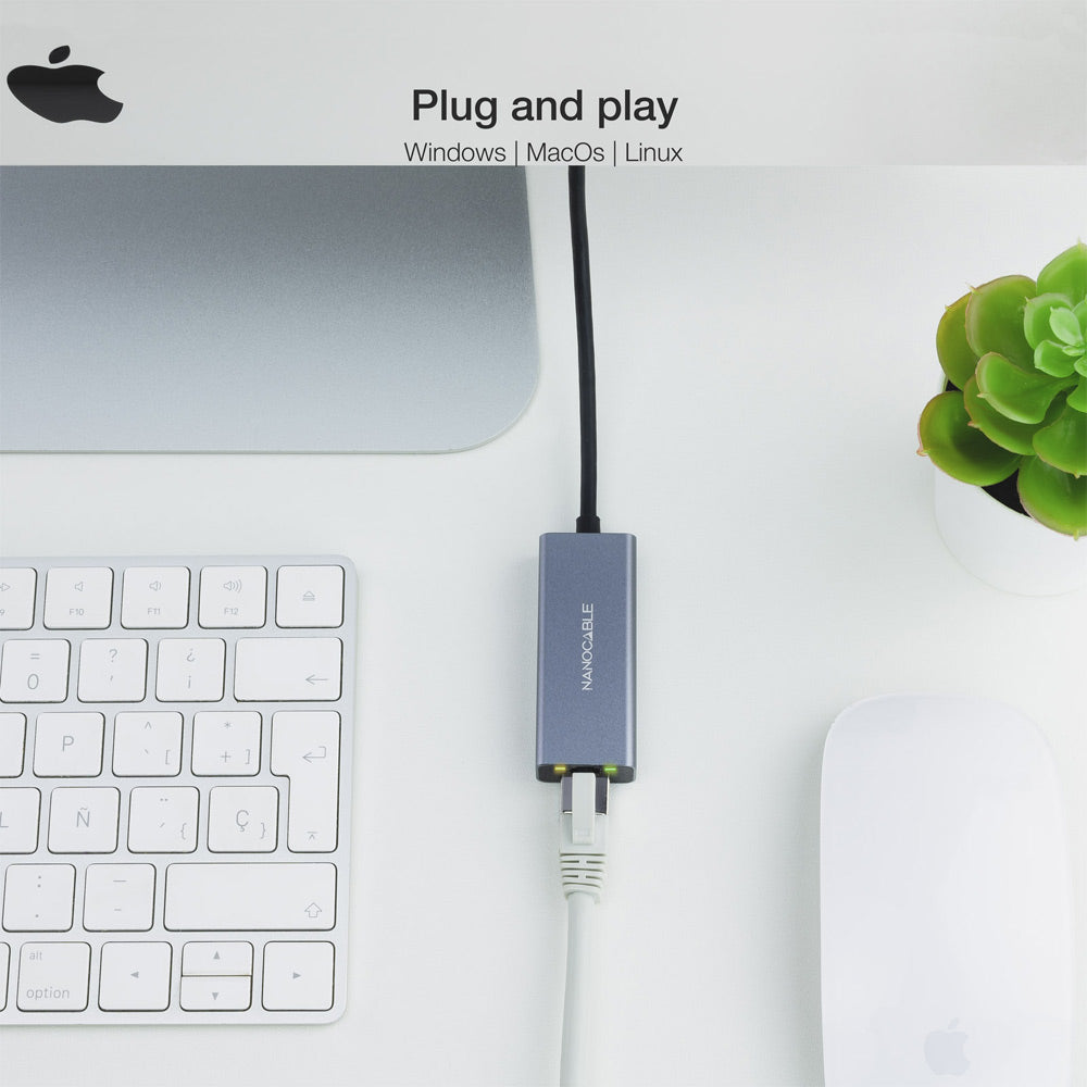 Adaptador USB-C para Ethernet Gigabit Cinza