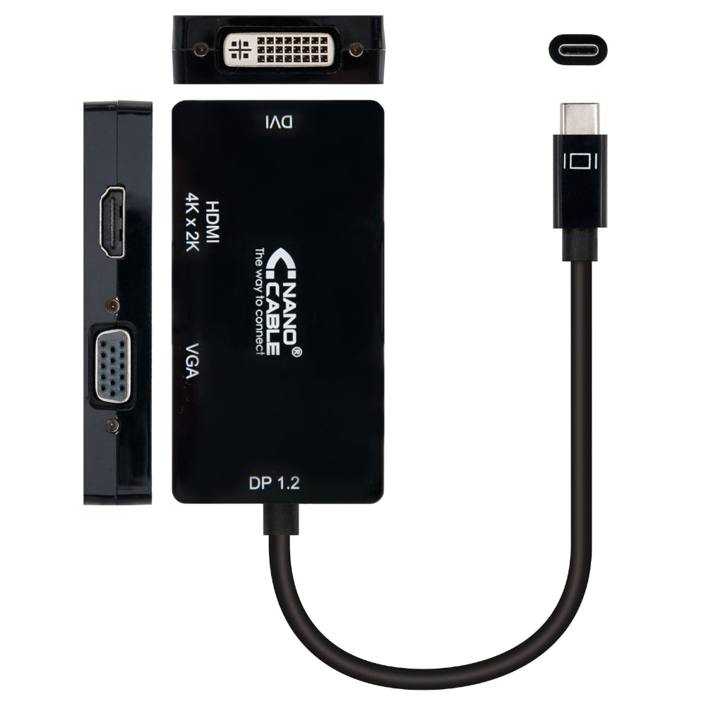 Adaptador USB-C para VGA / DVI / HDMI Preto
