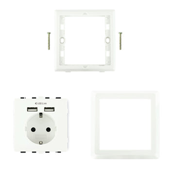 Tomada de Parede Encastre 2x Portas USB-A