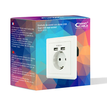 Tomada de Parede Encastre 2x Portas USB-A