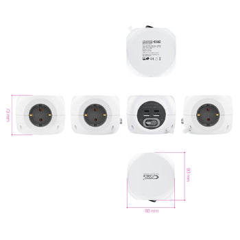 Extensão 3 Tomadas 2x USB-A + 2x USB-C