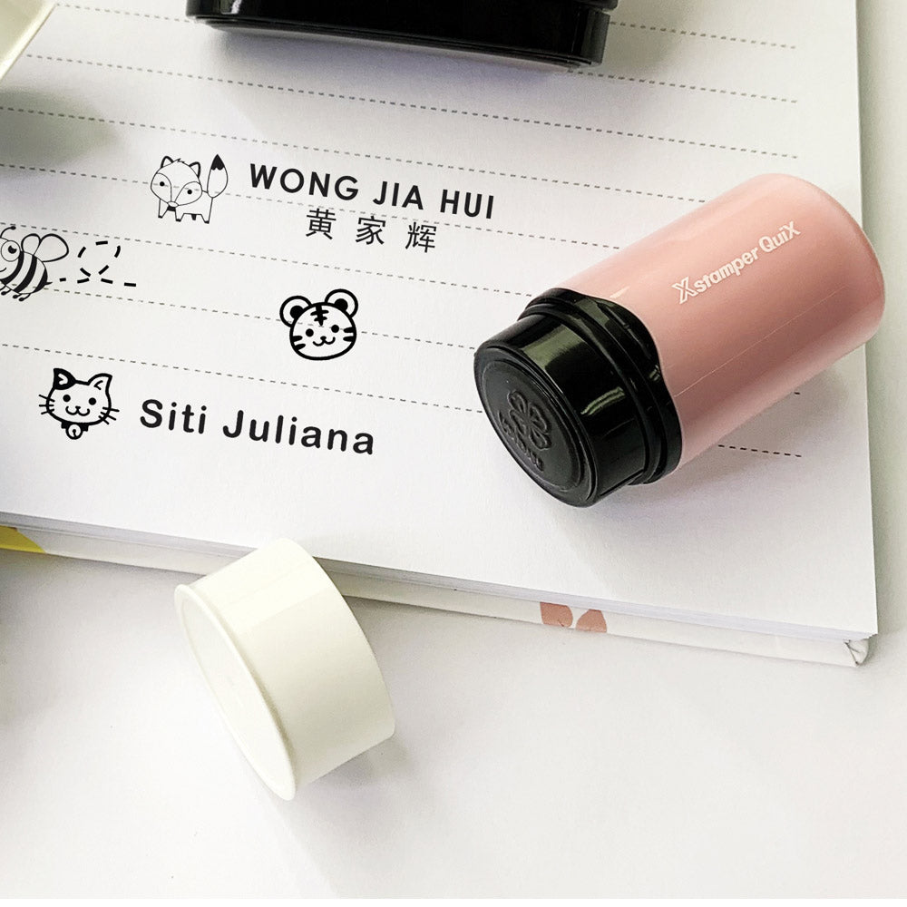 Carimbo Objetos Redondo Name Stamp Rosa PERSONALIZADO 1un