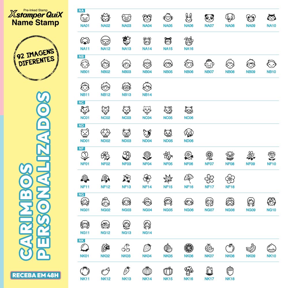 Carimbo Objetos Name Stamp Azul PERSONALIZADO 1un