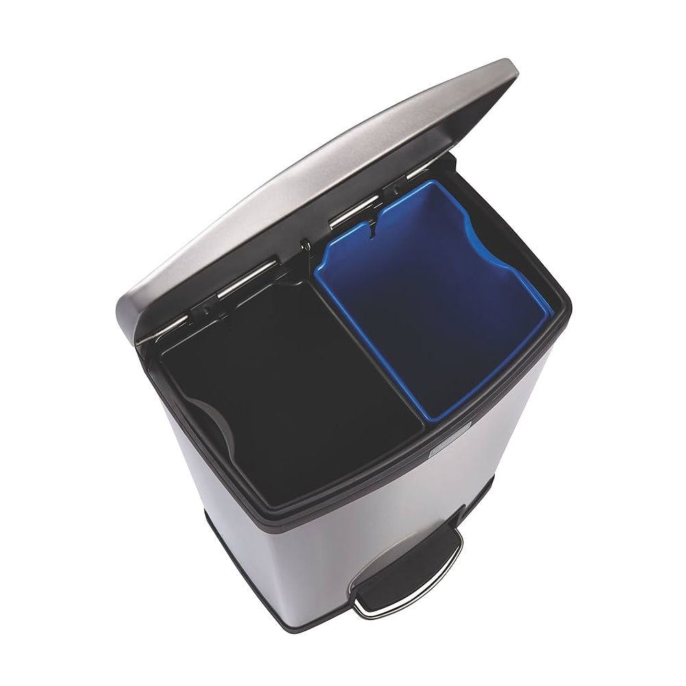 Contentor 50L Inox Duplo Slim Jim Step-On Preto com Pedal