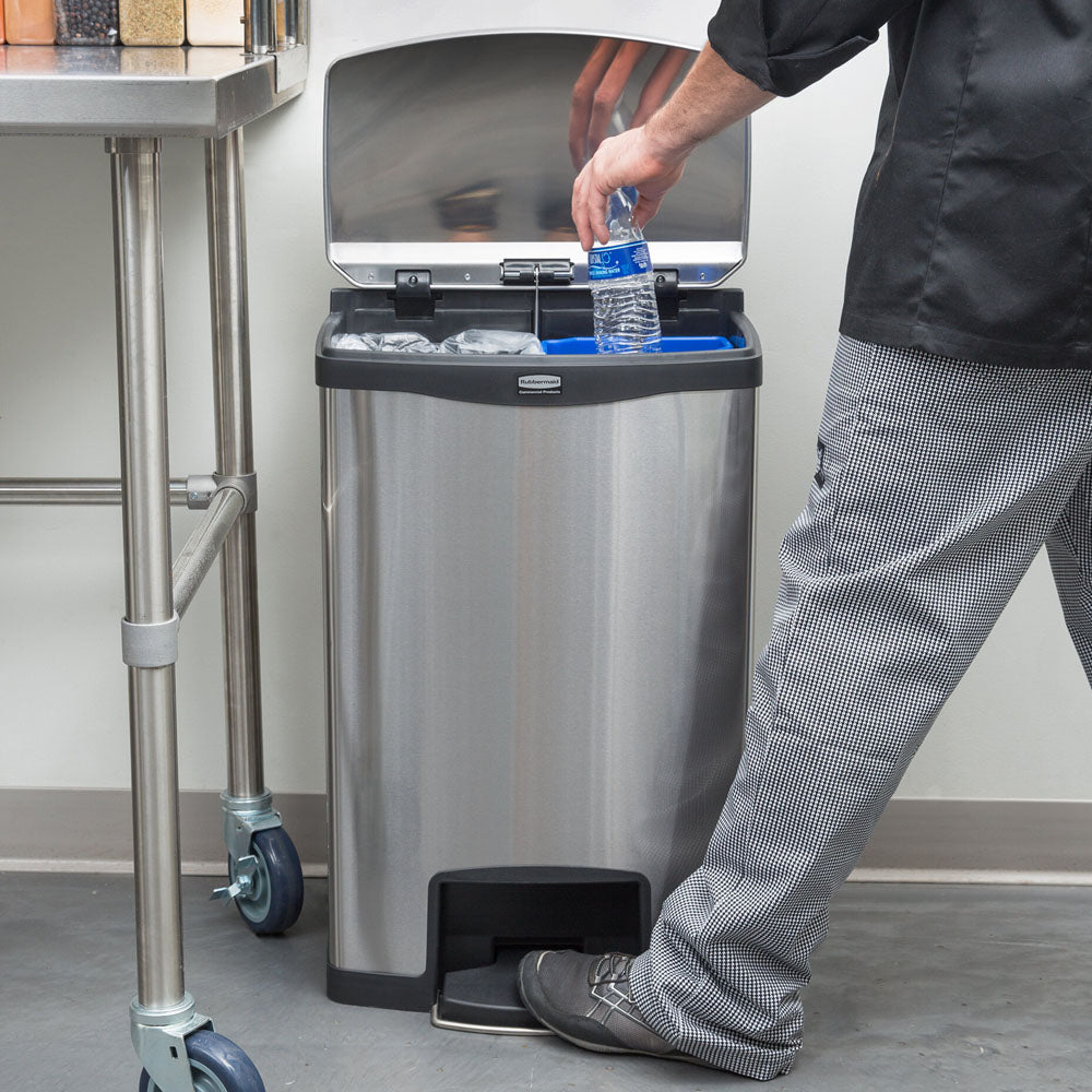 Contentor 50L Inox Duplo Slim Jim Step-On Preto com Pedal