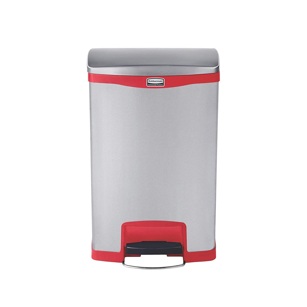 Contentor 50L Inox Cinza/Vermelho com Pedal