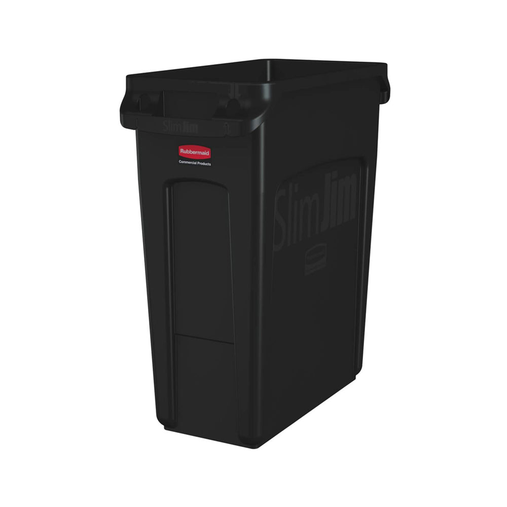 Contentor 60L Plástico Slim Jim c/Canais Vent s/Tampa Preto