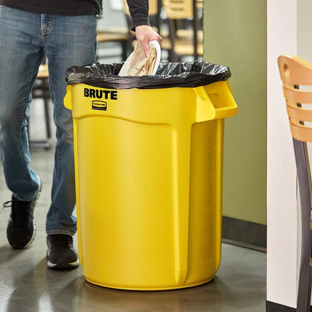Contentor 167L Plástico Brute s/Tampa c/Canais Vent Amarelo
