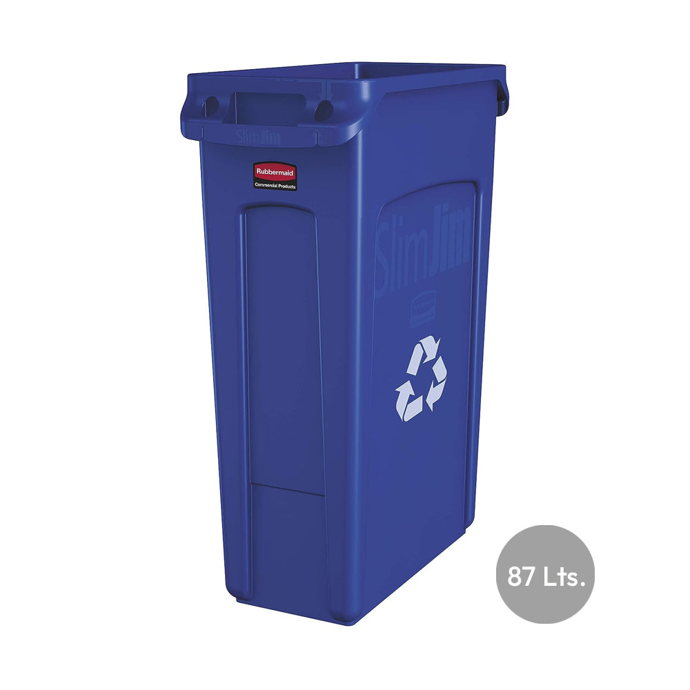 Contentor 87L Plástico Slim Jim s/Tampa c/Canais Vent Azul