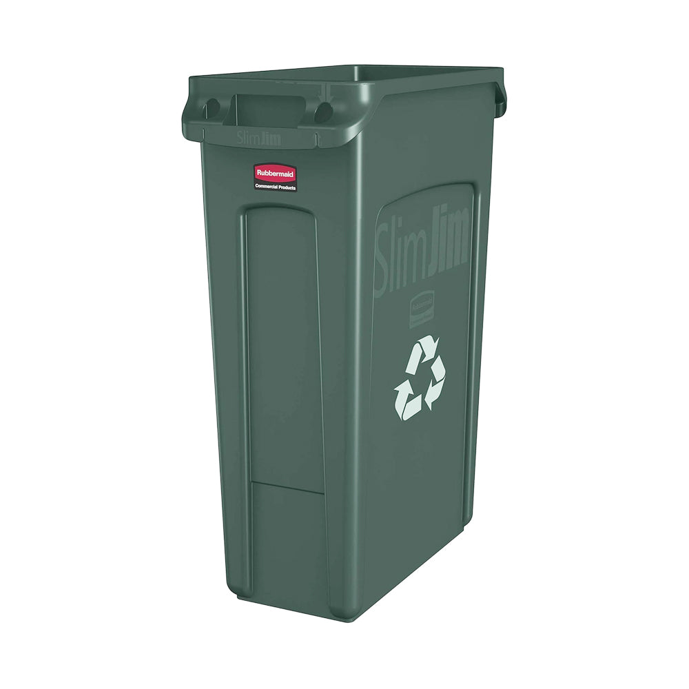 Contentor 87L Plástico Slim Jim s/Tampa c/Canais Vent Verde
