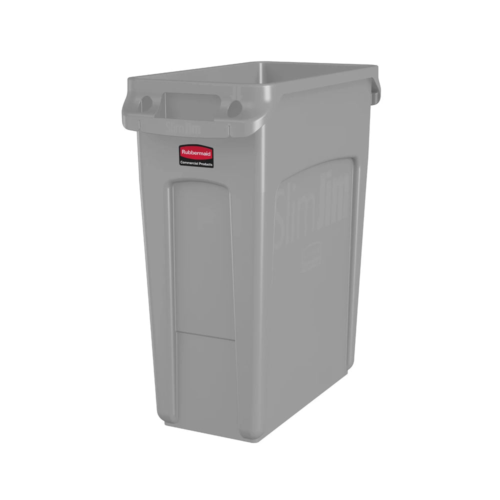 Contentor 60L Plástico Slim Jim c/Canais Vent s/Tampa Cinza