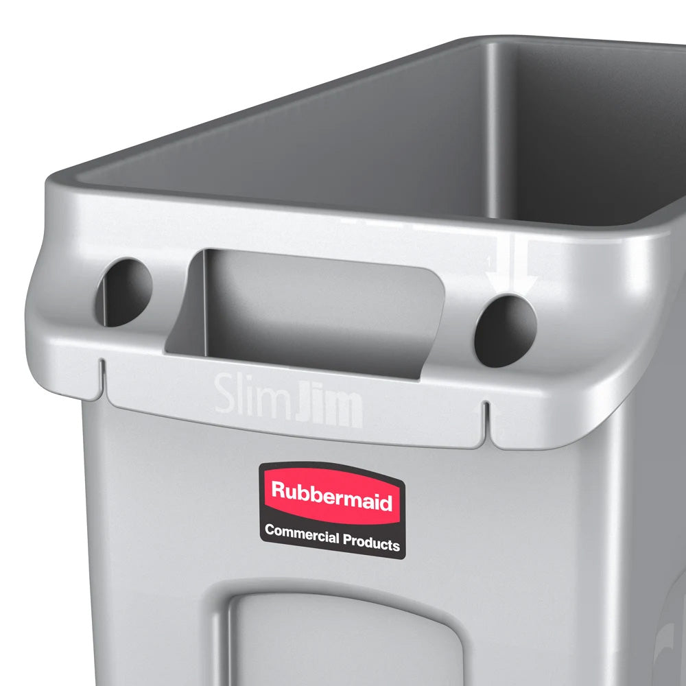 Contentor 60L Plástico Slim Jim c/Canais Vent s/Tampa Cinza