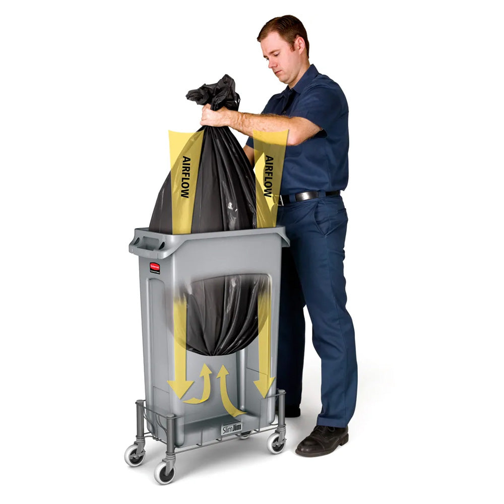 Contentor 60L Plástico Slim Jim c/Canais Vent s/Tampa Cinza