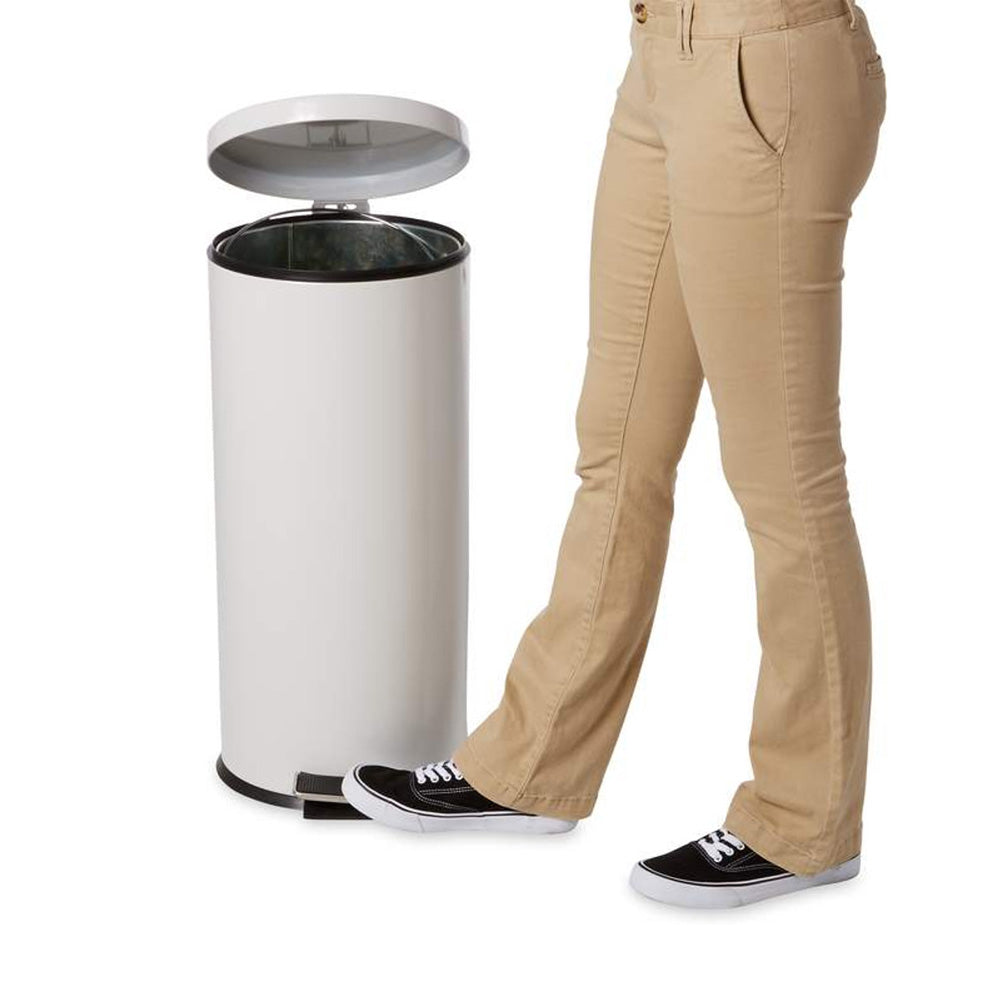 Contentor 30L Inox Revestido Branco com Pedal