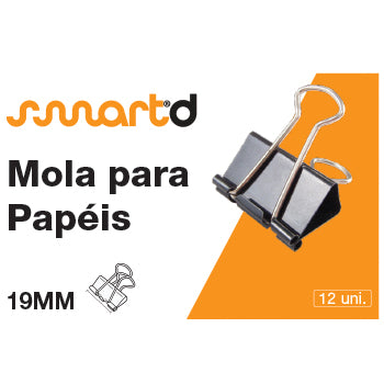 Molas para Papeis 19mm SmartD Cx 12un