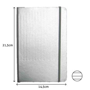 Bloco Notas Pautado 21,5x14,5cm Semi Pele Cinza 116Fls
