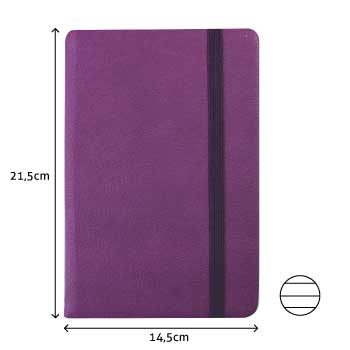 Bloco Notas Pautado 21,5x14,5cm Semi Pele Roxo 116Fls