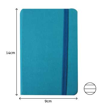 Bloco Notas Pautado 14x9cm Semi Pele Azul Turquesa 116Fls