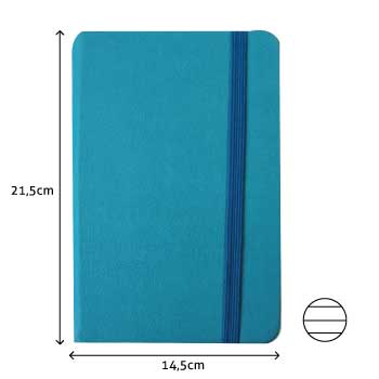 Bloco Notas Pautado 21,5x14,5cm Semi Pele Azul Turq. 116Fls
