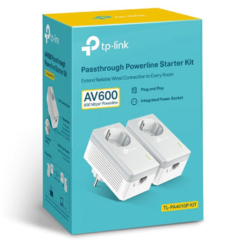 Kit PowerLine 600Mbps RJ45 c/Pass-Through 2un