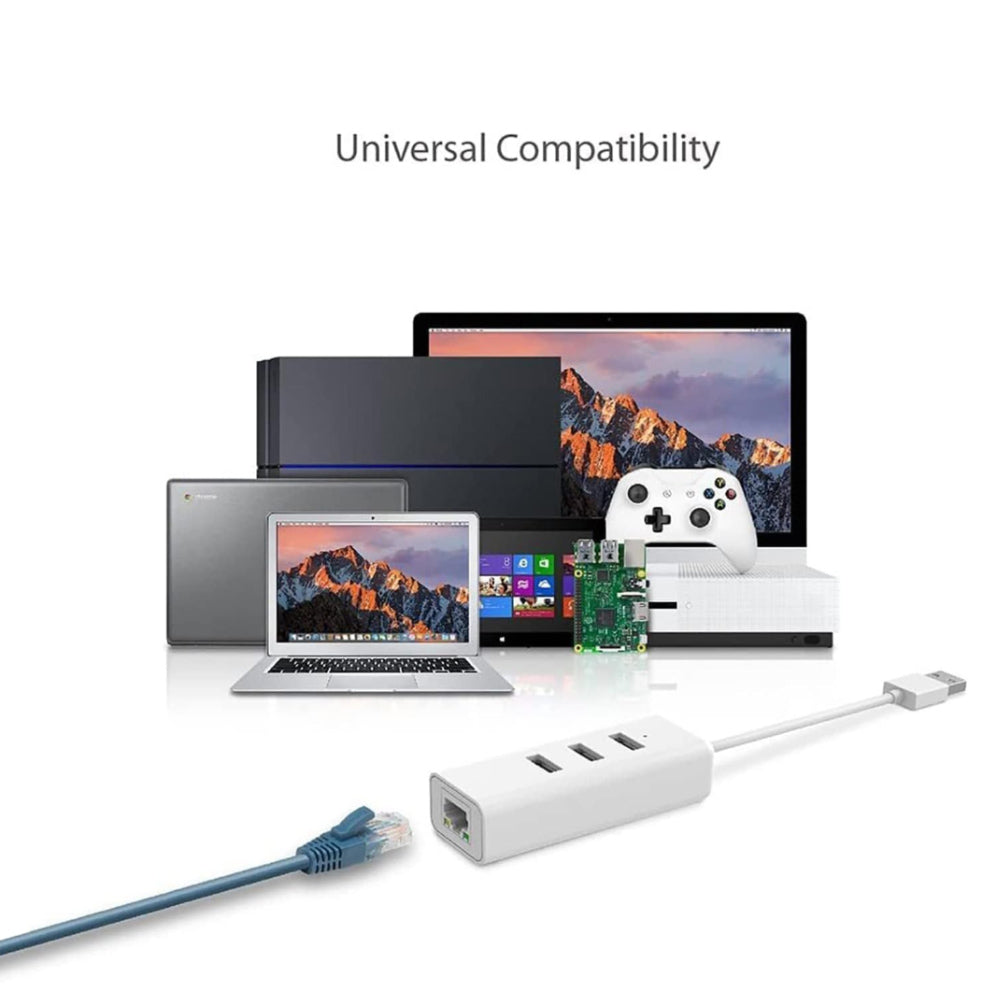Adaptador USB-A 3.0 para Ethernet Gigabit + 3 Portas USB-A
