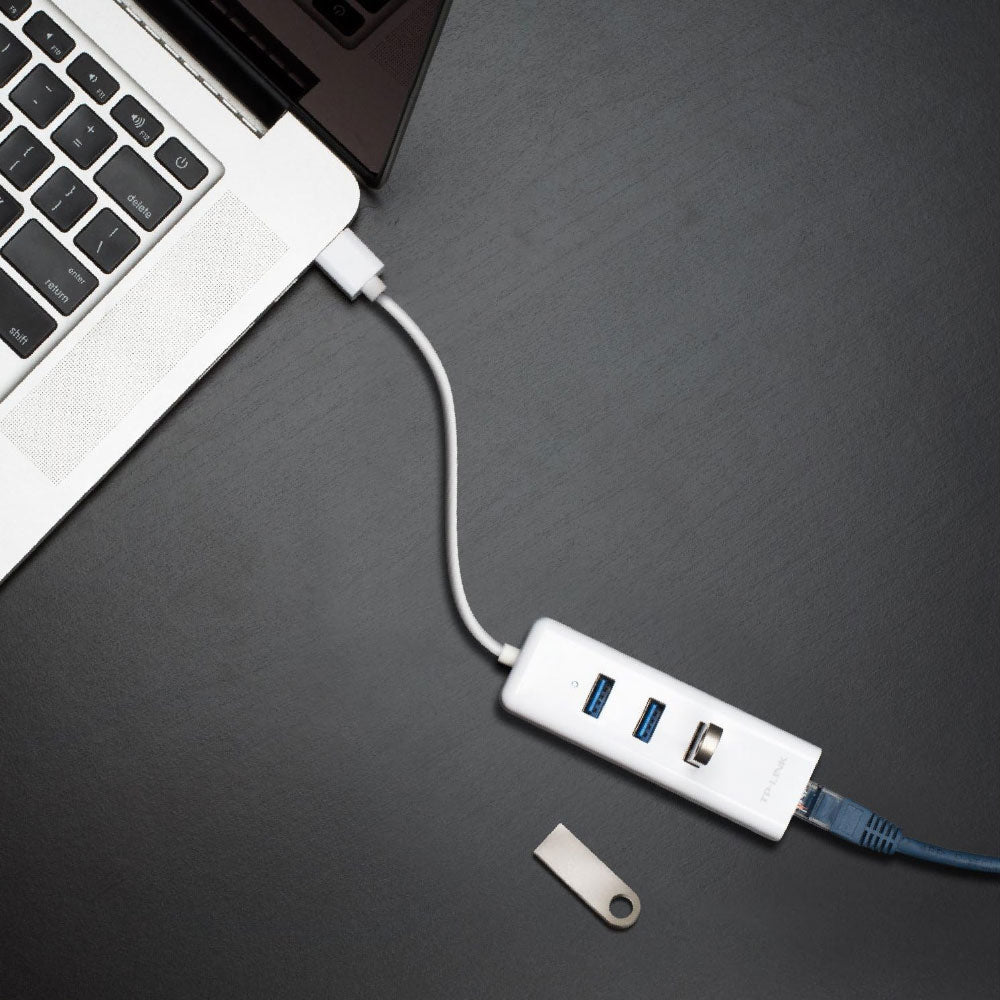 Adaptador USB-A 3.0 para Ethernet Gigabit + 3 Portas USB-A