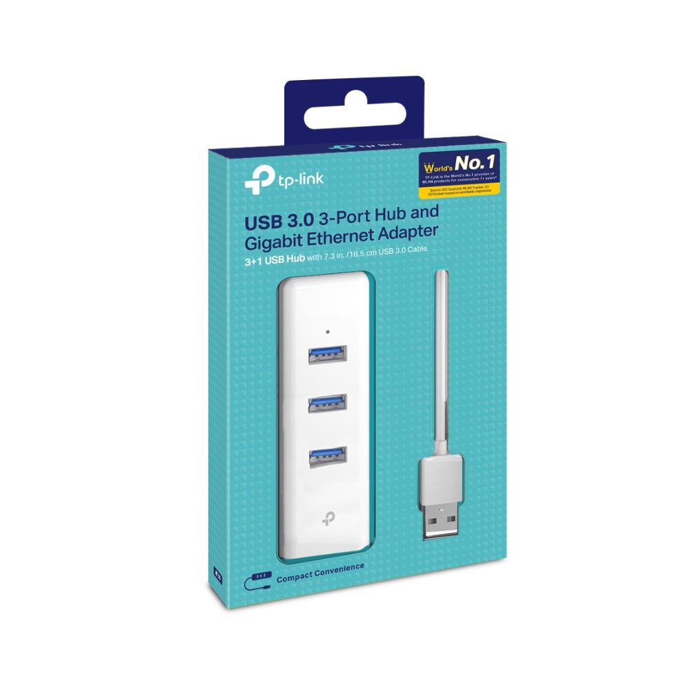 Adaptador USB-A 3.0 para Ethernet Gigabit + 3 Portas USB-A