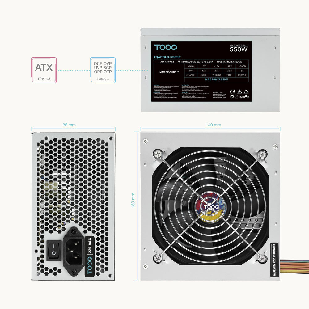 Fonte Alimentação TOOQ ATX 550W