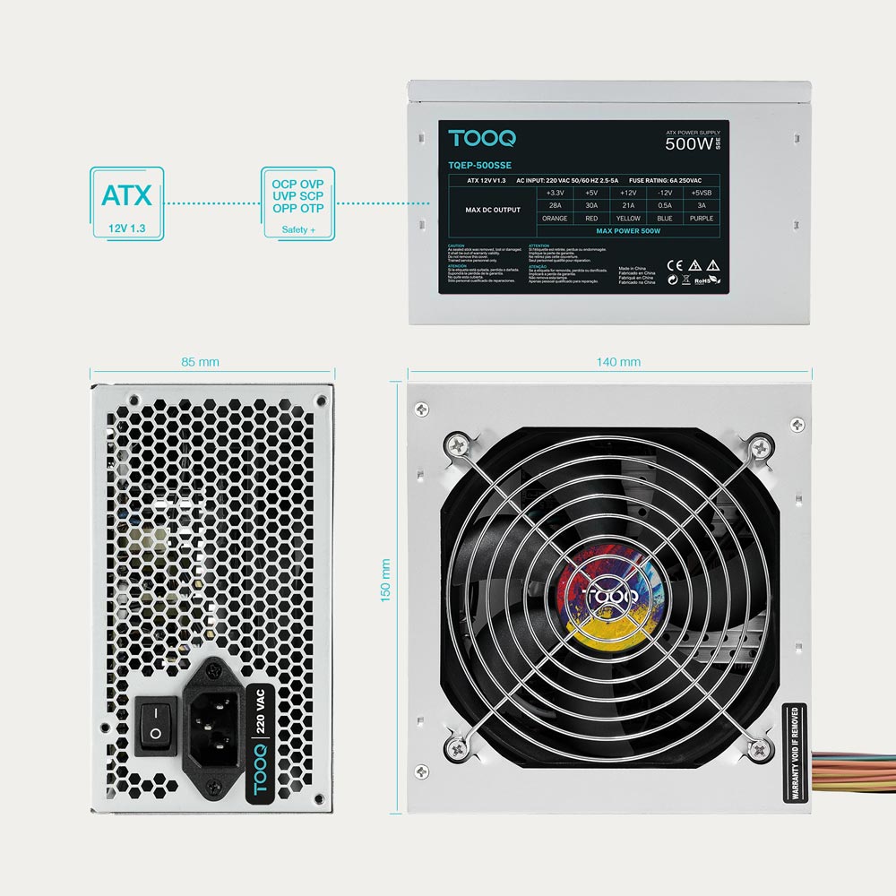 Fonte Alimentação TOOQ Ecopower II ATX 500W