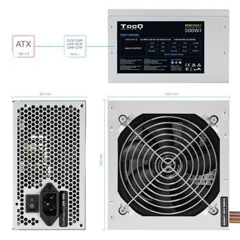 Fonte Alimentação TOOQ Ecopower II ATX 500W