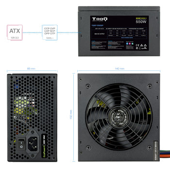 Fonte Alimentação TOOQ Ecopower II ATX 550W com PFC Activo