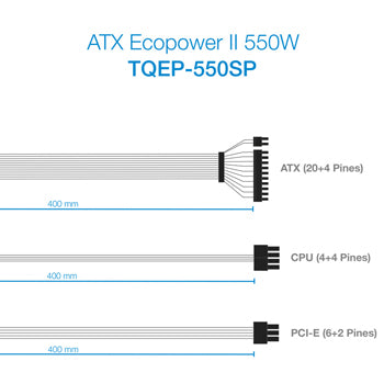 Fonte Alimentação TOOQ Ecopower II ATX 550W com PFC Activo