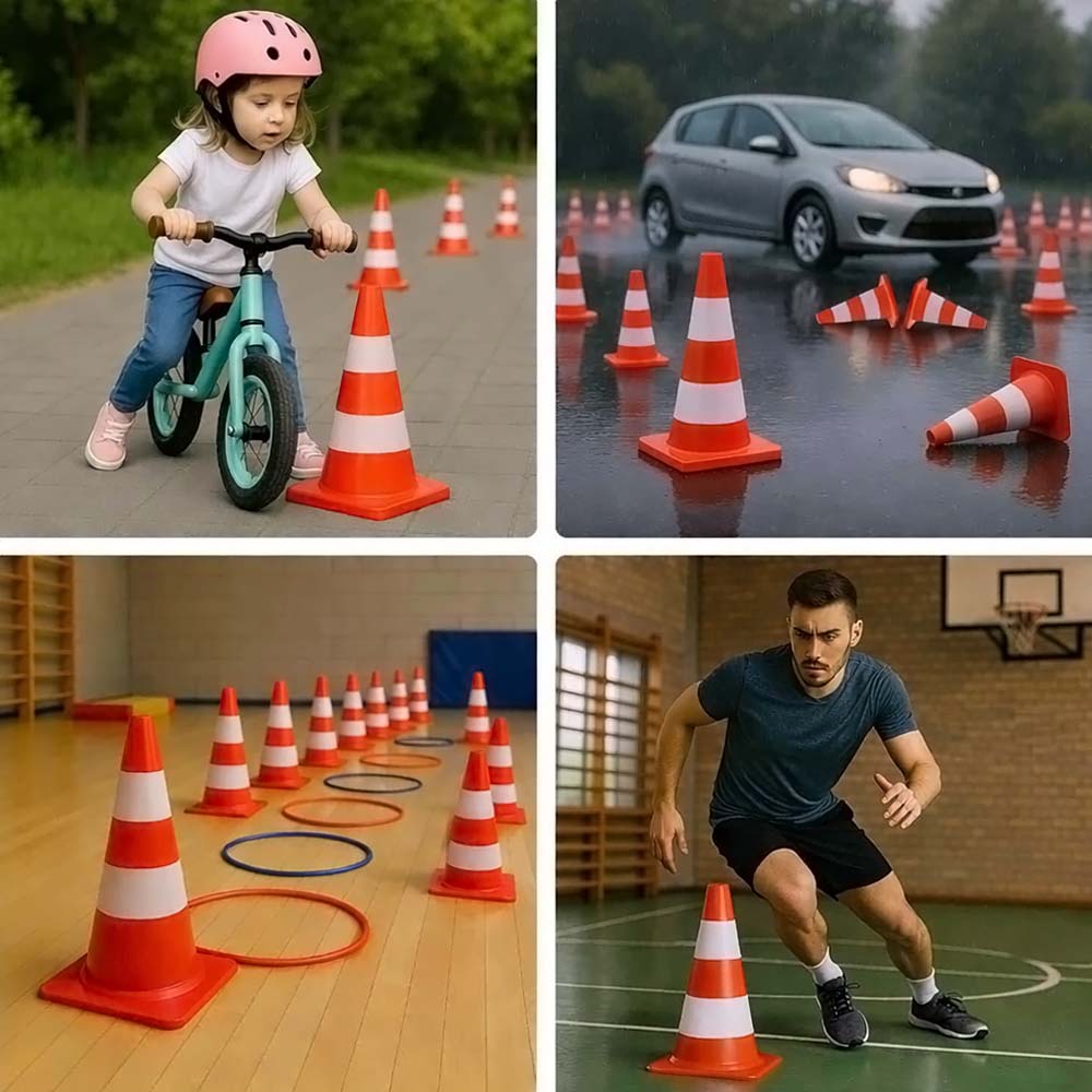 Cone Sinalização Branco e Vermelho 50cm