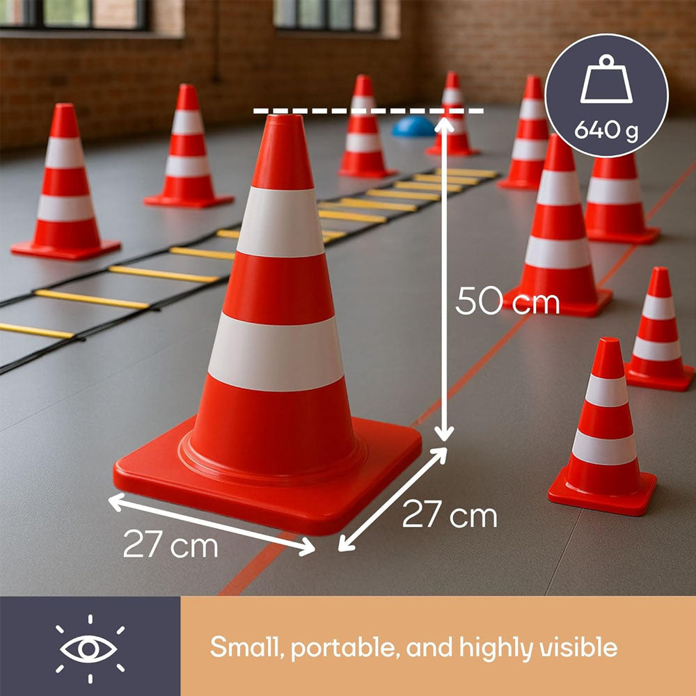 Cone Sinalização Branco e Vermelho 50cm