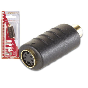 Adaptador S-VHS 4P mini-DIN Fêmea para RCA Fêmea Ouro