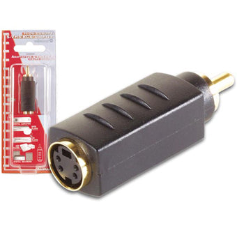 Adaptador S-VHS 4P mini-DIN Fêmea para RCA Macho Ouro