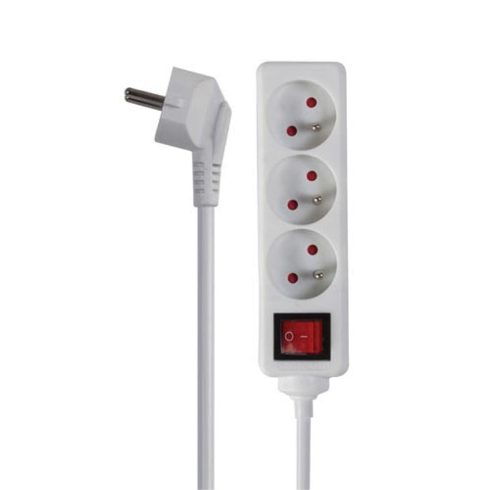 Bloco 3 Tomadas + Interruptor Cabo 1,5mts
