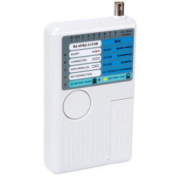 Testador de redes USB-A, USB-B, BNC, 8P8C (RJ45), 6P6C (RJ1)