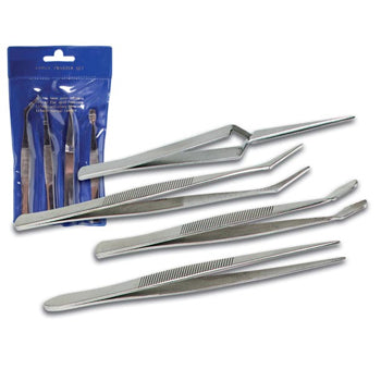 Set 4 Pinças em Aço Inoxidável Antimagnético