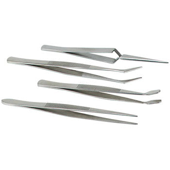 Set 4 Pinças em Aço Inoxidável Antimagnético