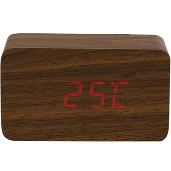 Relógio Despertador + Calendário + Temperatura Madeira