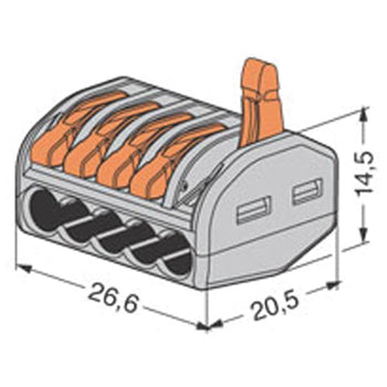 Borne 5x0.08-4mm Condutores Flexíveis/Rígidos Cinza