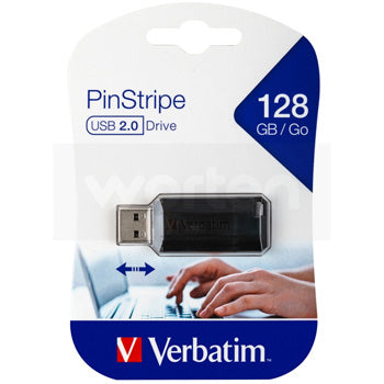 Pen Drive 128GB USB-A 2.0 VERBATIM PINSTRIPE Preto
